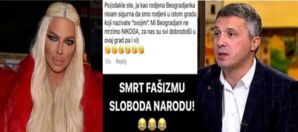 Опозицискиот политичар Бошко Обрадовиќ жестоко ја прозва, Карлеуша брутално му возврати: „Јас како родена белграѓанка не сум сигурна дека сме родени во ист град, кој го нарекувате „свој“!