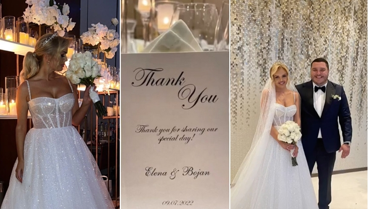 Се омажи водителката Елена Стефановска: Свадба со стил, два фустани и веселба со познатата српска фолк ѕвезда (ФОТО)