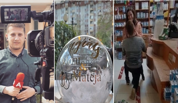 Репортерот на ТВ „Алфа“, Матеја Петровски ја запроси својата девојка на шалтер во аптека: Моментот овековечен со камери, а еве зошто го избрал токму тоа место? (ВИДЕО)