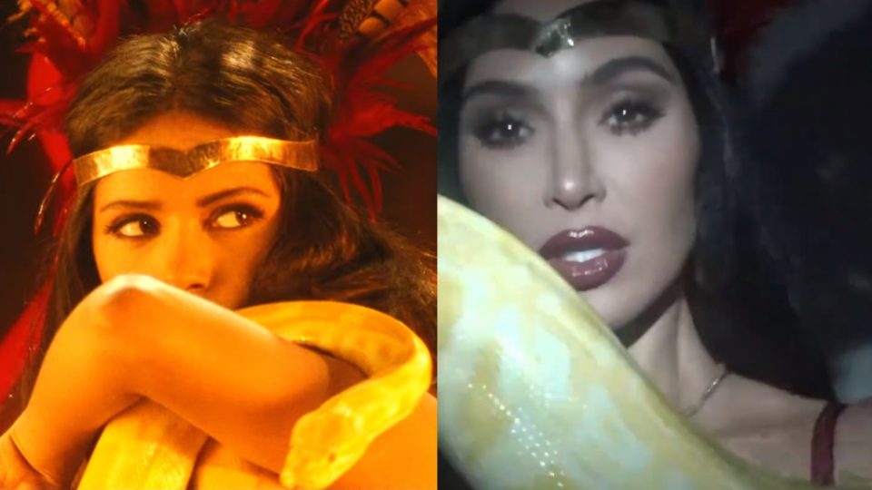 Римејк на танцот со змијата за „Ноќ на вештерките“: Која е подобра, Салма Хајак или Ким Кардашијан? (ВИДЕО)